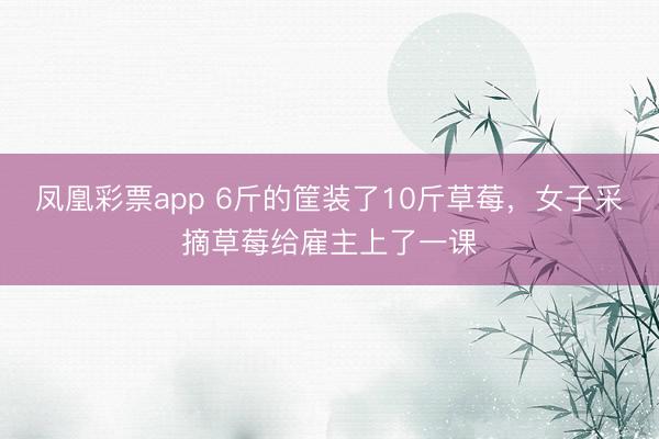 凤凰彩票app 6斤的筐装了10斤草莓，女子采摘草莓给雇主上了一课