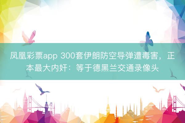 凤凰彩票app 300套伊朗防空导弹遭毒害，正本最大内奸：等于德黑兰交通录像头